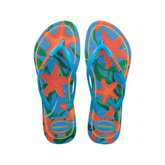 Imagem de Sandalia havaiana feminina slim tropical turquesa 39/40