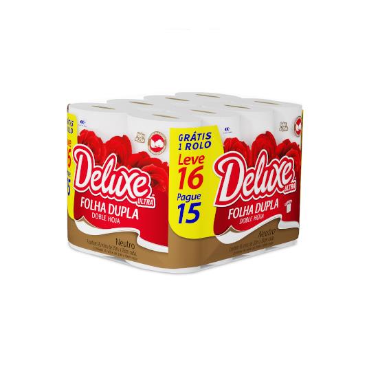 Imagem de Papel higiênico deluxe folha dupla neutro leve 16 pague 15 unidades