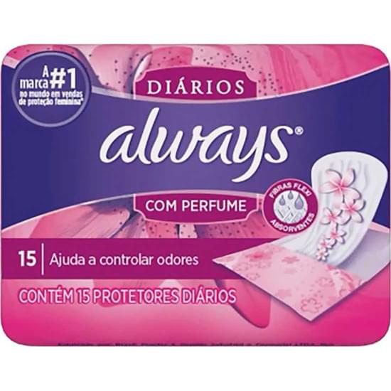 Imagem de Protetor diário always sem abas com perfume | com 15 unidades