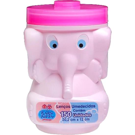 Imagem de Lenço umedecido baby poppy elefante rosa | com 150 unidades