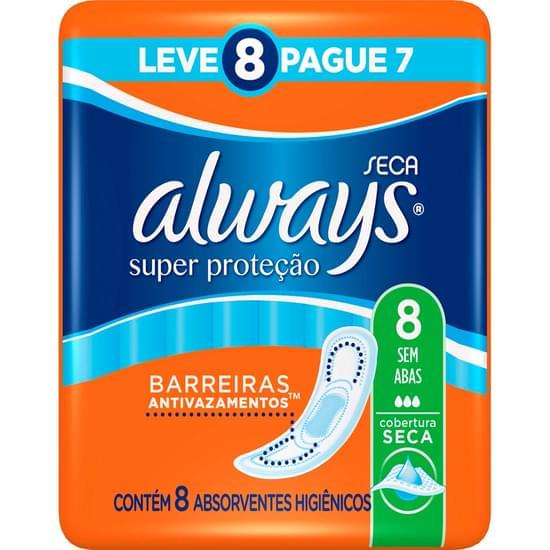 Imagem de Absorvente diário always sem abas super proteção seca leve 8 pague 7 unidades