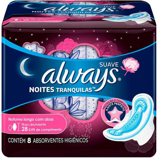 Imagem de Absorvente noturno always com abas suave pink | com 8 unidades