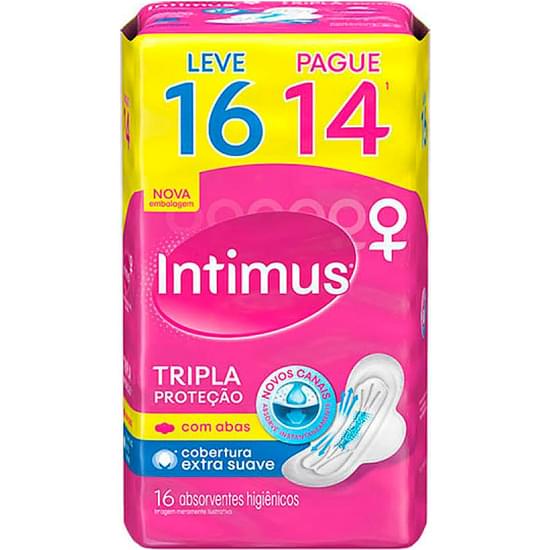 Imagem de Absorvente diário intimus com abas tripla proteção suave gel leve 16 pague 14 unidades