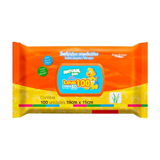 Imagem de Toalha umedecida natural baby wipes mãe & filho leve 100 pague 80 unidades