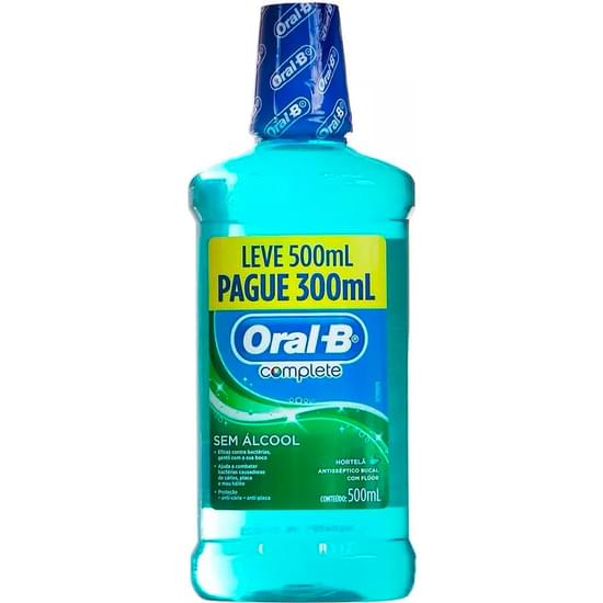 Imagem de Enxaguante bucal oral-b complete hortelã leve 500ml pague 300ml