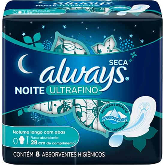 Imagem de Absorvente noturno always com abas ultrafina seca | com 8 unidades