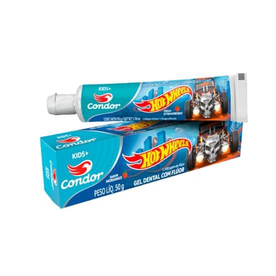 Imagem de Gel dental com flúor morango hot wheels condor kids caixa 50g