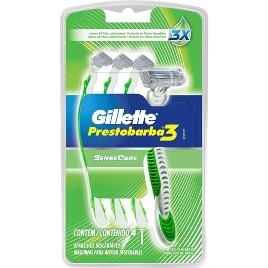 Imagem de Aparelho de barbear gillette prestobarba 3 sense care | com 4 unidades