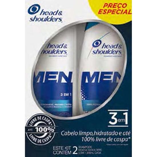 Imagem de Kit shampoo anticaspa 3 em 1 head & shoulders men frasco 2 unidades 200ml cada