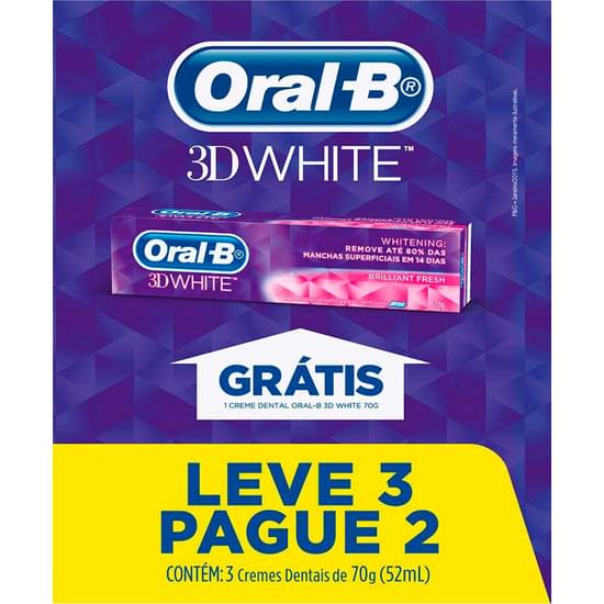 Imagem de Creme dental oral b 3d white brilliant fresh 70g leve 3 pague 2 unidades