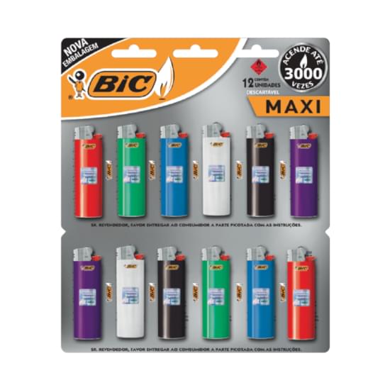 Imagem de Isqueiro bic maxi cores sortidas | cartela com 12 unidades