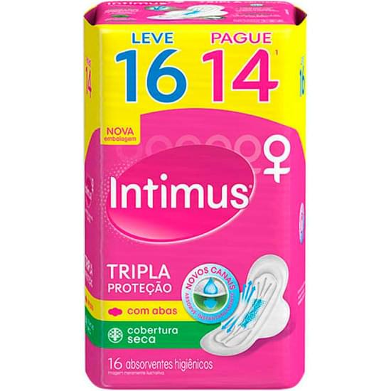 Imagem de Absorvente diário intimus com abas tripla proteção seca gel leve 16 pague 14 unidades