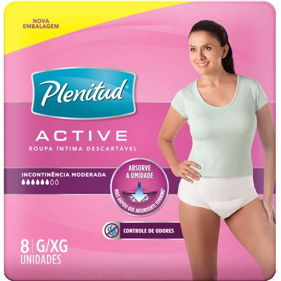 Imagem de Roupa íntima plenitud active feminina tamanho g/xg com 8 unidades