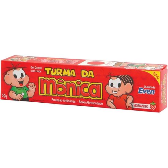 Imagem de Gel dental anticárie com flúor morango zero açúcar turma da mônica even kids 50g