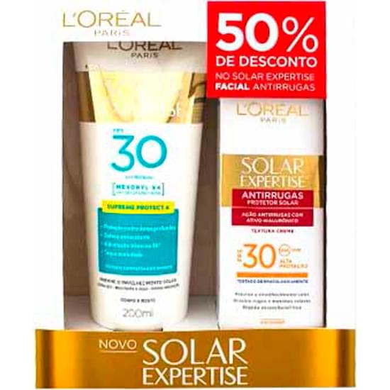 Imagem de Kit protetor solar expertise loréal corporal e facial fps 30 200ml + 50ml