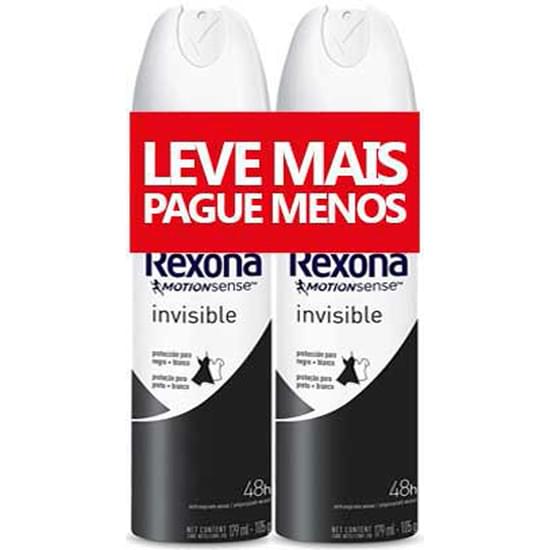 Imagem de Desodorante aerosol feminino rexona invisible 90g | com 2 unidades preço especial