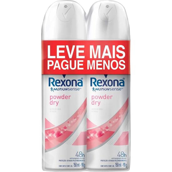 Imagem de Desodorante rexona aerosol powder dry com 2 unidades de 90g cada