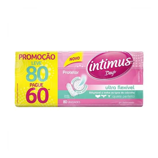 Imagem de Protetor diário intimus sem abas e sem perfume ultra flexível leve 80 pague 60 unidades