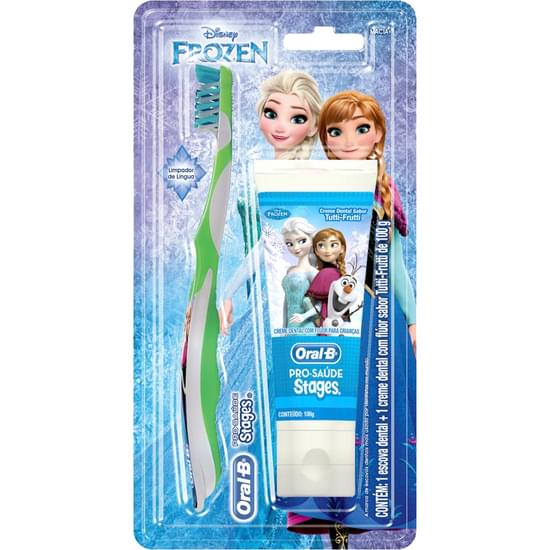 Imagem de Kit oral-b stages 4 frozen escova dental infantil e creme dental 100g