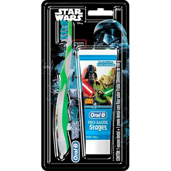 Imagem de Kit oral-b stages 4 star wars escova dental infantil e creme dental 100g