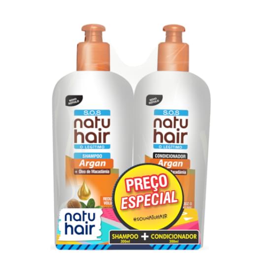 Imagem de Kit natu hair s.o.s argan e macadâmia shampoo e condicionador 300ml