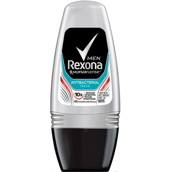 Imagem de Desodorante roll-on masculino rexona antibacterial invisible 50ml