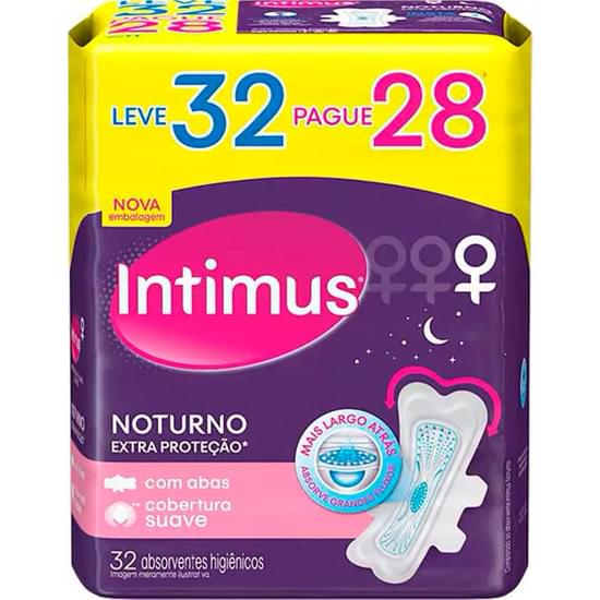 Imagem de Absorvente noturno intimus com abas extra proteção suave gel leve 32 pague 28 unidades