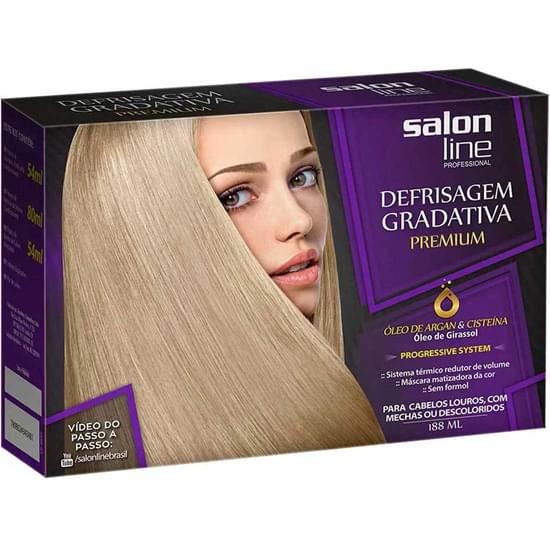 Imagem de Kit defrisagem gradativa salon line desamarelador óleo de argan