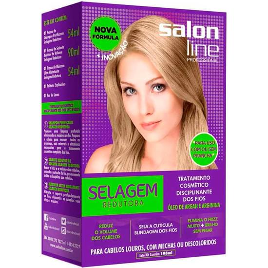 Imagem de Kit selagem salon line desamarelador 198ml