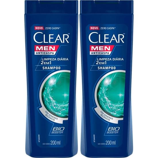 Imagem de Shampoo anticaspa clear men 2 em 1 limpeza diária 200ml | com 2 unidades