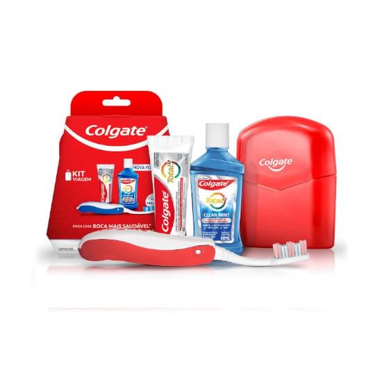 Imagem de Kit creme dental clean mint 30g + enxaguante bucal clean mint 60ml + escova dental macia colgate total 12