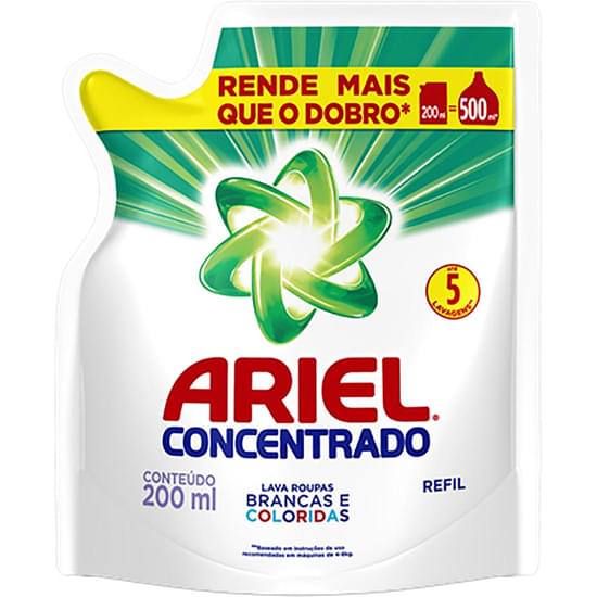 Imagem de Lava roupas líquido concentrado ariel 5 lavagens refil sachê 700ml