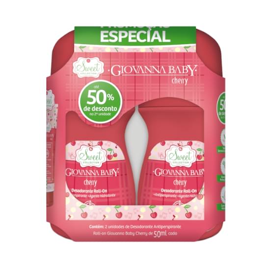 Imagem de Desodorante roll-on giovanna baby cherry 50ml 2 unidades 50%off