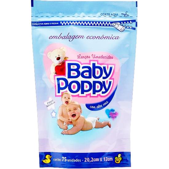 Imagem de Lenço umedecido baby poppy refil com ziper | com 75 unidades