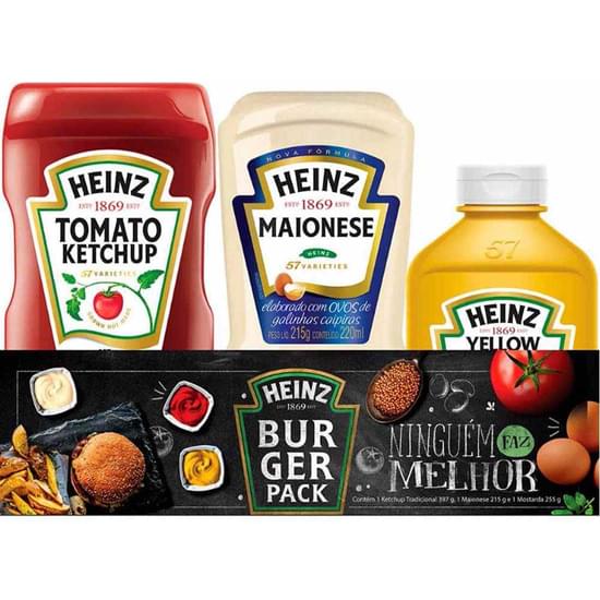 Imagem de Kit heinz ketchup 397g, maionesa 215g e mostarda 255g pack