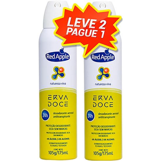 Imagem de Desodorante aerosol feminino red apple erva doce 175ml leve 2 pague 1 unidade