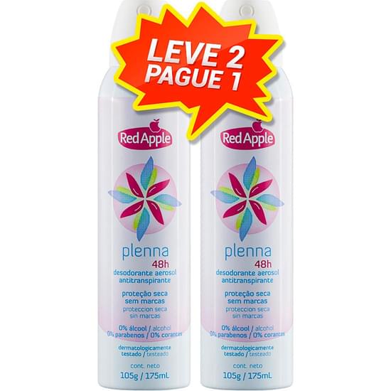 Imagem de Desodorante aerosol feminino red apple plena 175ml leve 2 pague 1 unidade