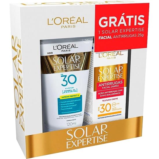 Imagem de Protetor solar expertise loréal fps 30 120ml grátis protetor solar facial fps 30 toque seco 25g