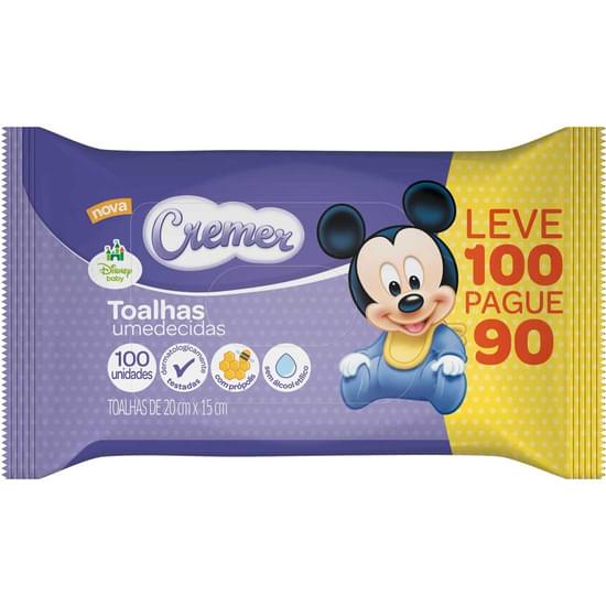 Imagem de Toalha umedecida infantil cremer disney | com 100 unidades