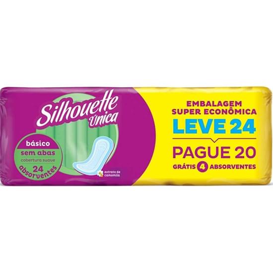 Imagem de Absorvente diário silhouette sem abas básico suave única leve 24 pague 20 unidades