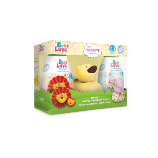 Imagem de Kit banho bebê love amarelo shampoo 240ml e condicionador suave 220ml +grátis presente