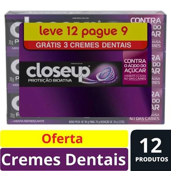 Imagem de Creme dental close up bloqueio anticáries proteção bioativa 70g leve 12 pague 9 unidades