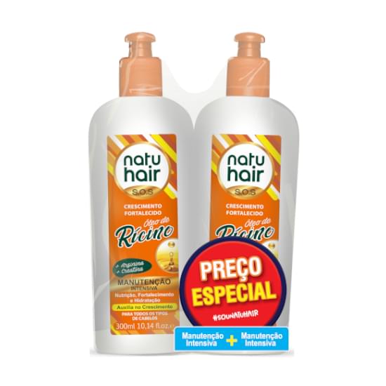 Imagem de Manutenção intensiva natu hair óleo de rícino hidratação prolongada (300ml+300ml)