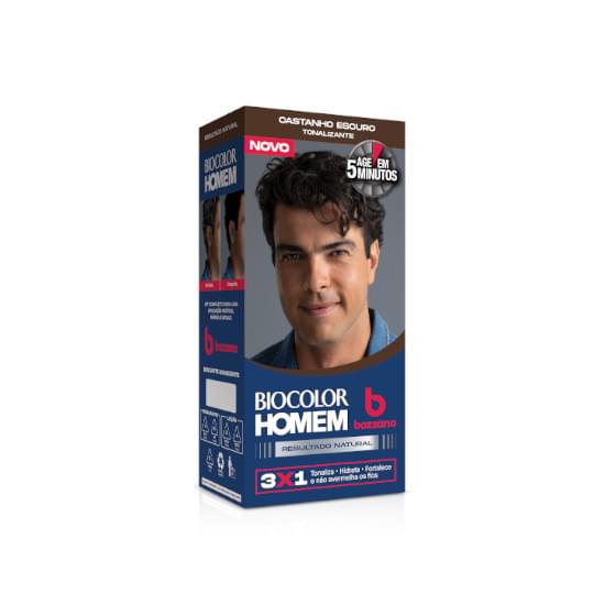 Imagem de Tonalizante de cabelo masculino biocolor homem bozzano castanho escuro