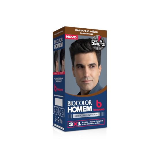 Imagem de Tonalizante de cabelo masculino biocolor homem bozzano castanho médio