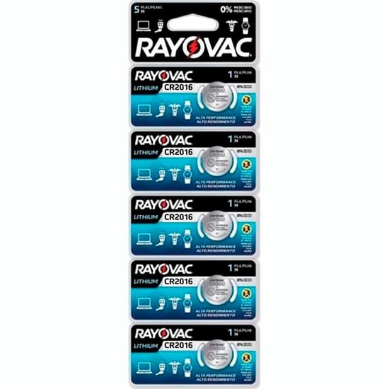 Imagem de Bateria elétrica cr2016 rayovac | com 5 unidades