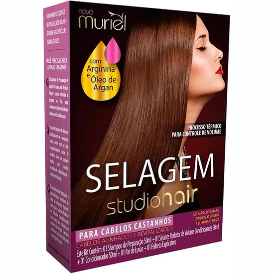 Imagem de Kit selagem capilar condicionante cabelo castanho studio hair