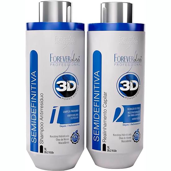 Imagem de Kit forever liss shampoo e progressiva semi definitiva 3d power system 1l | com 2 unidades