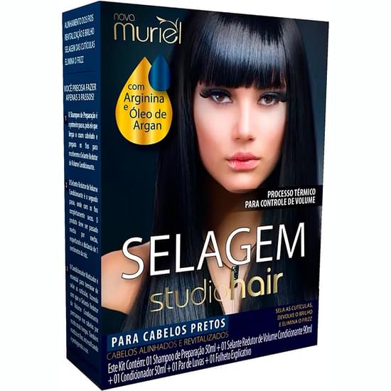 Imagem de Kit selagem muriel condicionante cabelo preto studio hair