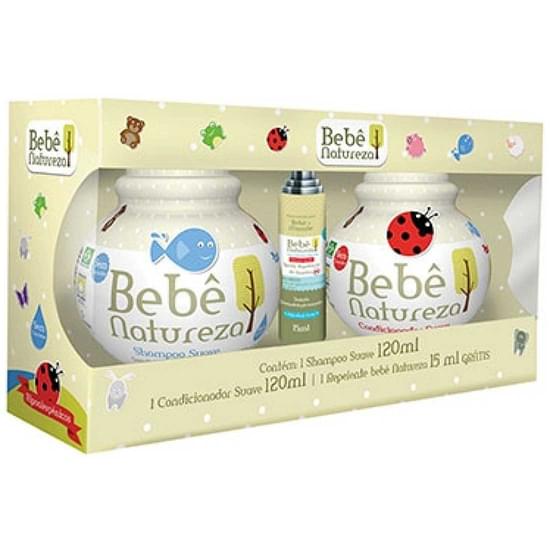 Imagem de Kit banho bebê natureza shampoo 120ml, condicionador 120ml e repelente suave 15ml